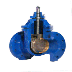 شیر کشویی چدن داکتیل زبانه فلزی تیپ C رینگ برنزی 90 درجه  GGG40 F5  PN16 سام